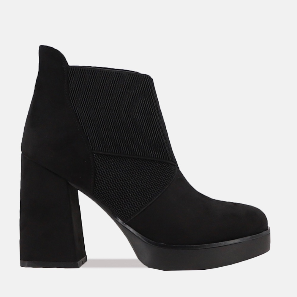 Women's Black Platform Suede Ankle Booties